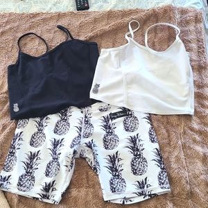 Bundle of SAVAGE BABE Bike shorts and two sport tops